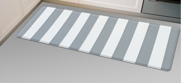 Двухсторонний ПВХ коврик для кухни и ванной Onebin Gray stripe L 120*44*1.4 от официального дистрибьютора "Кореал - Настоящая Корея"