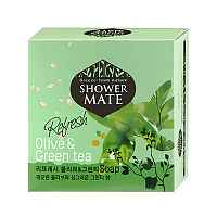 Мыло туалетное твердое Шауэр Мэй Оливки и Зеленый чай 100г от компании "Кореал - Настоящая Корея"