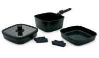 Набор посуды BoOhgle (чёрный) 5 в 1 со съемной ручкой c антипригарным керамическим покрытием от официального дистрибьютора "Кореал - Настоящая Корея"