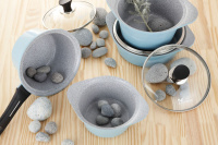 Кастрюля 2 л. Ecoramic 18 см (розовая) с каменным антипригарным покрытием с крышкой от компании "Кореал - Настоящая Корея"