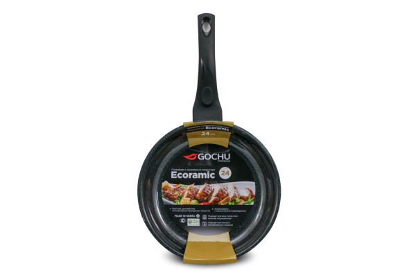 Сковорода Gochu Ecoramic 24 см с мраморным покрытием для всех видов плит без крышки от официального дистрибьютора "Кореал - Настоящая Корея"